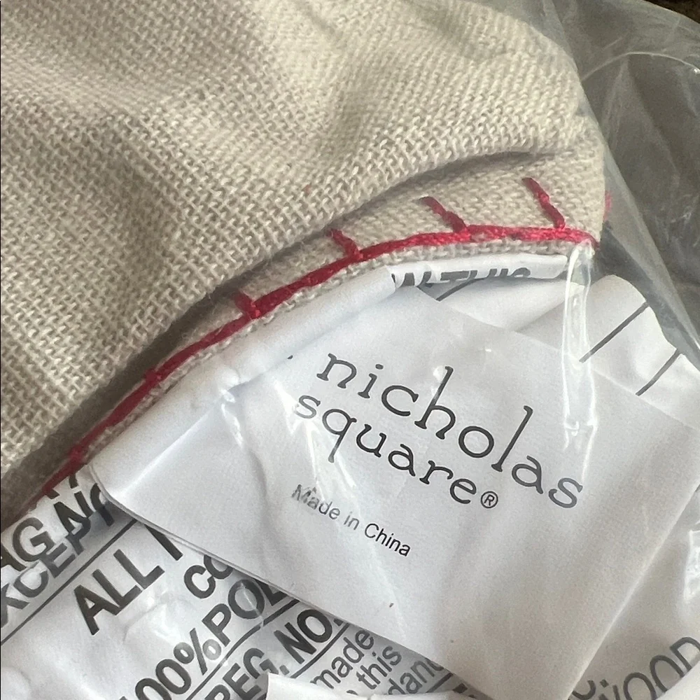 St. Nicholas Square Festive Snowman Pillow - Beige, Red, And White